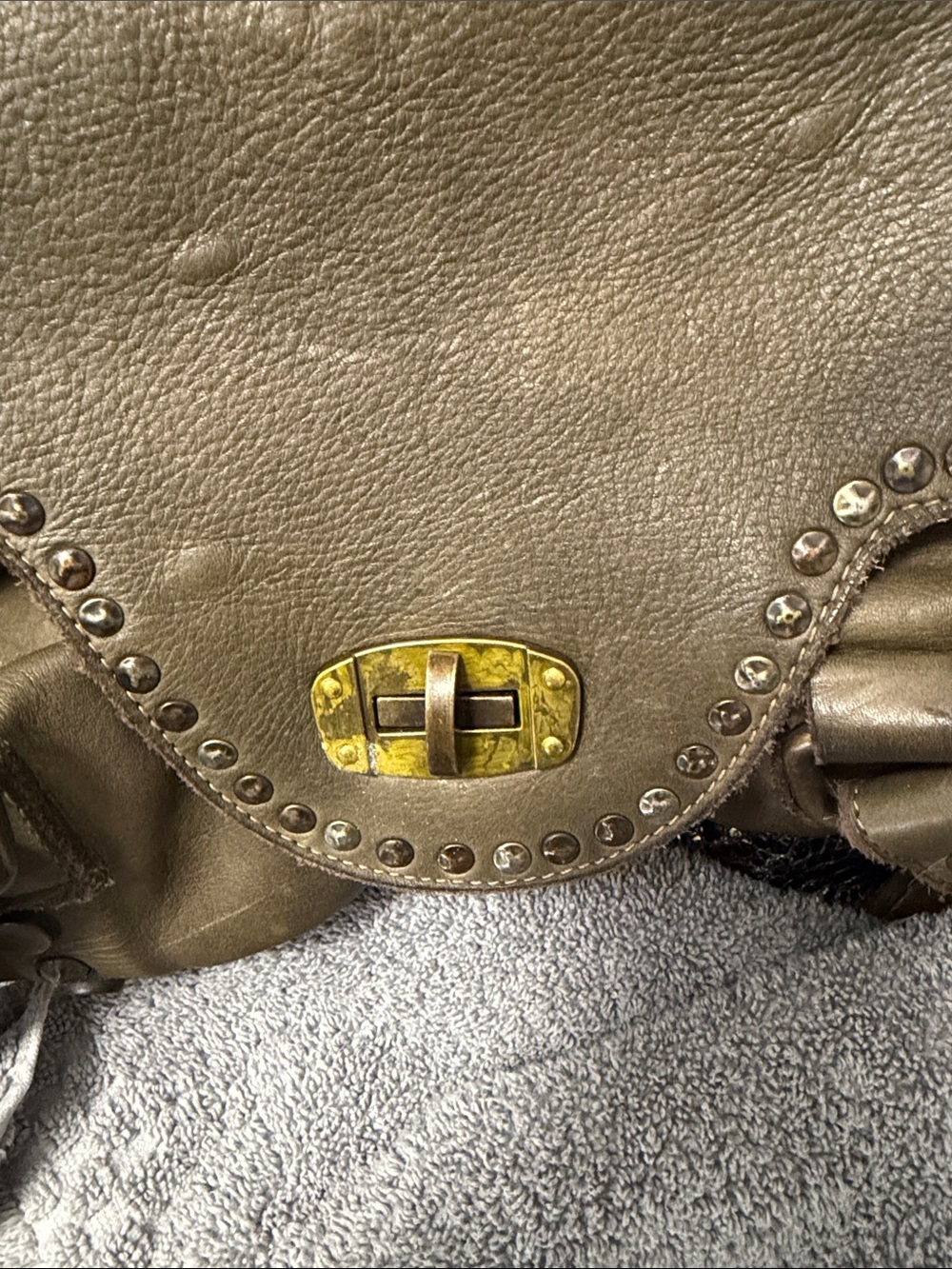 Stud-Trim Leather Tote in Taupe - Picture 7 of 7